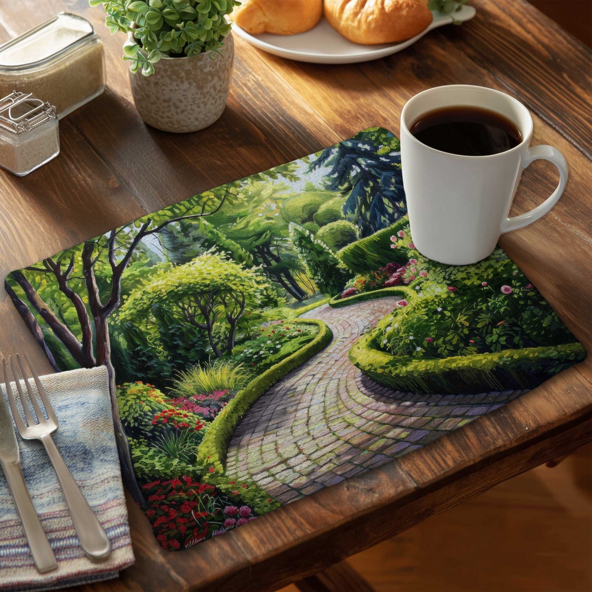 Picture of Begin Home Decor C4BP1418UKGFDX 14 x 18 in. Garden Path Braided Polyester Placemat for Home Decor - Set of 4