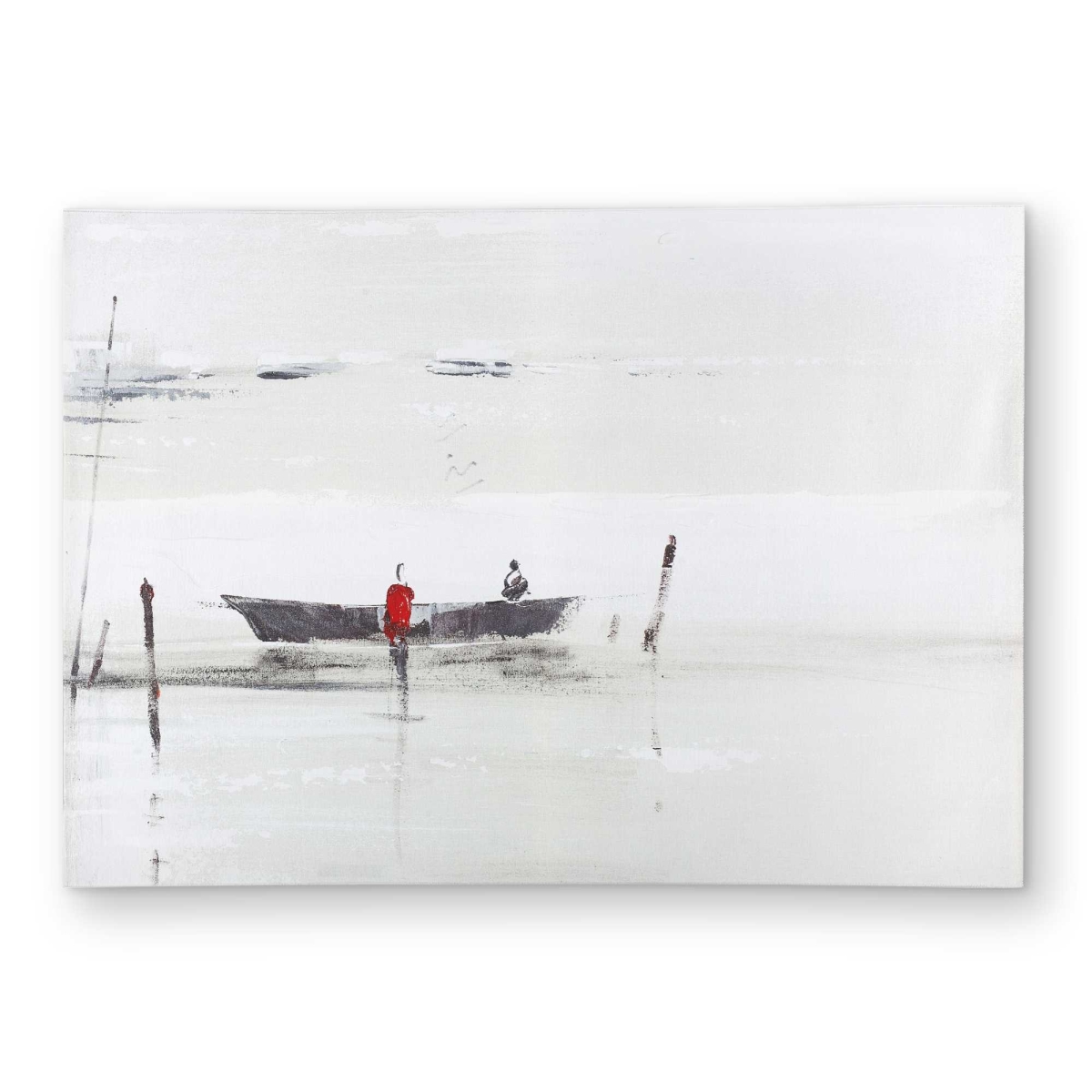 C1ROAR57USDVW4 5 x 7 ft. Minimalist Boat on the Lake Gray Outdoor Rectangle Area Rug - Decor