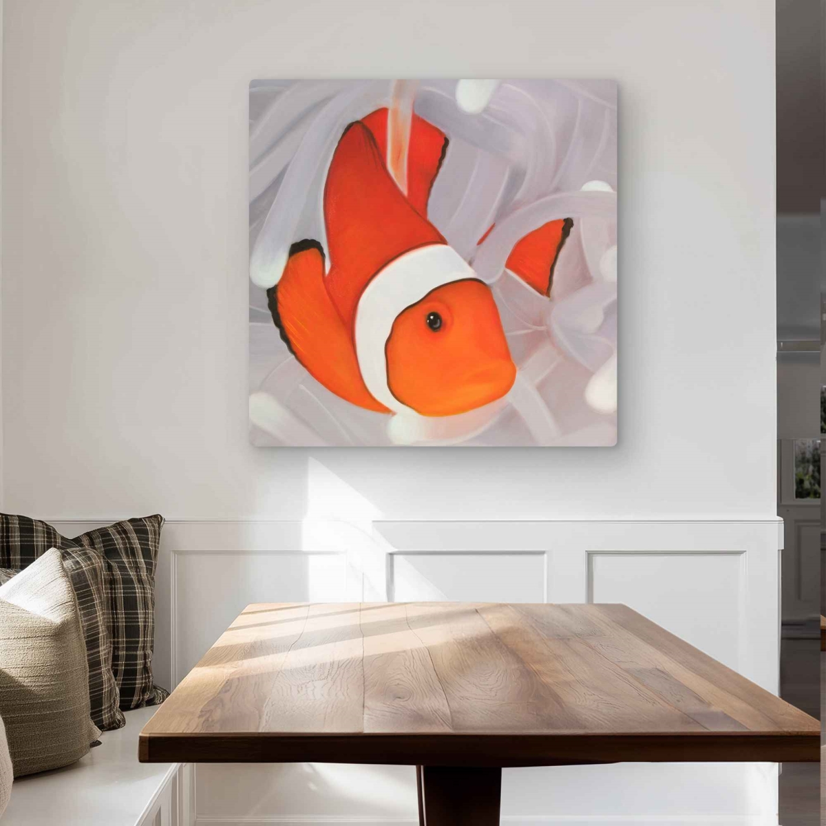 C1MP3232IQWJJ5 32 x 32 in. Clownfish Under the Sea - Aquatic Metal Print Wall Art for Home Decor