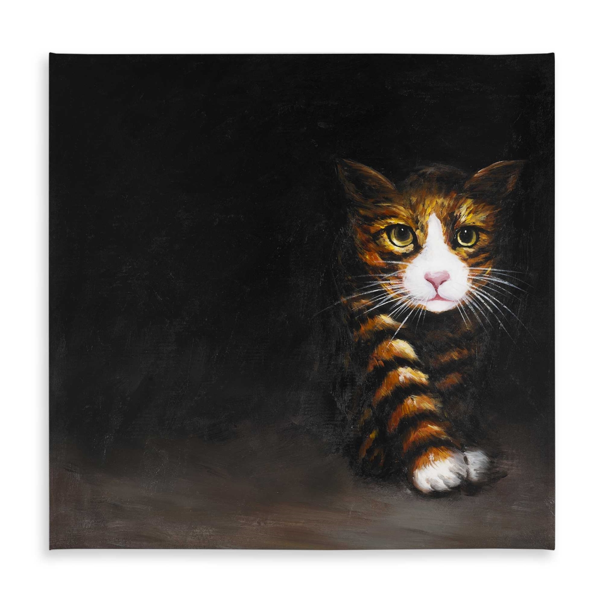 Picture of Begin Home Decor C1TC5858EPKH5T 58 x 58 in. Discreet Cat Black Modern Tablecloth for Indoor & Outdoor