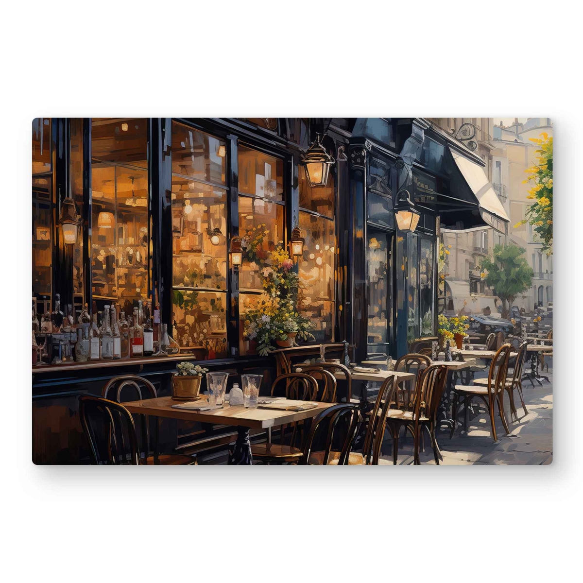 C1MP2030973BDO 20 x 30 in. Street Corner Cafe Wall Art - Man Cave Brown Metal Print Home Decor