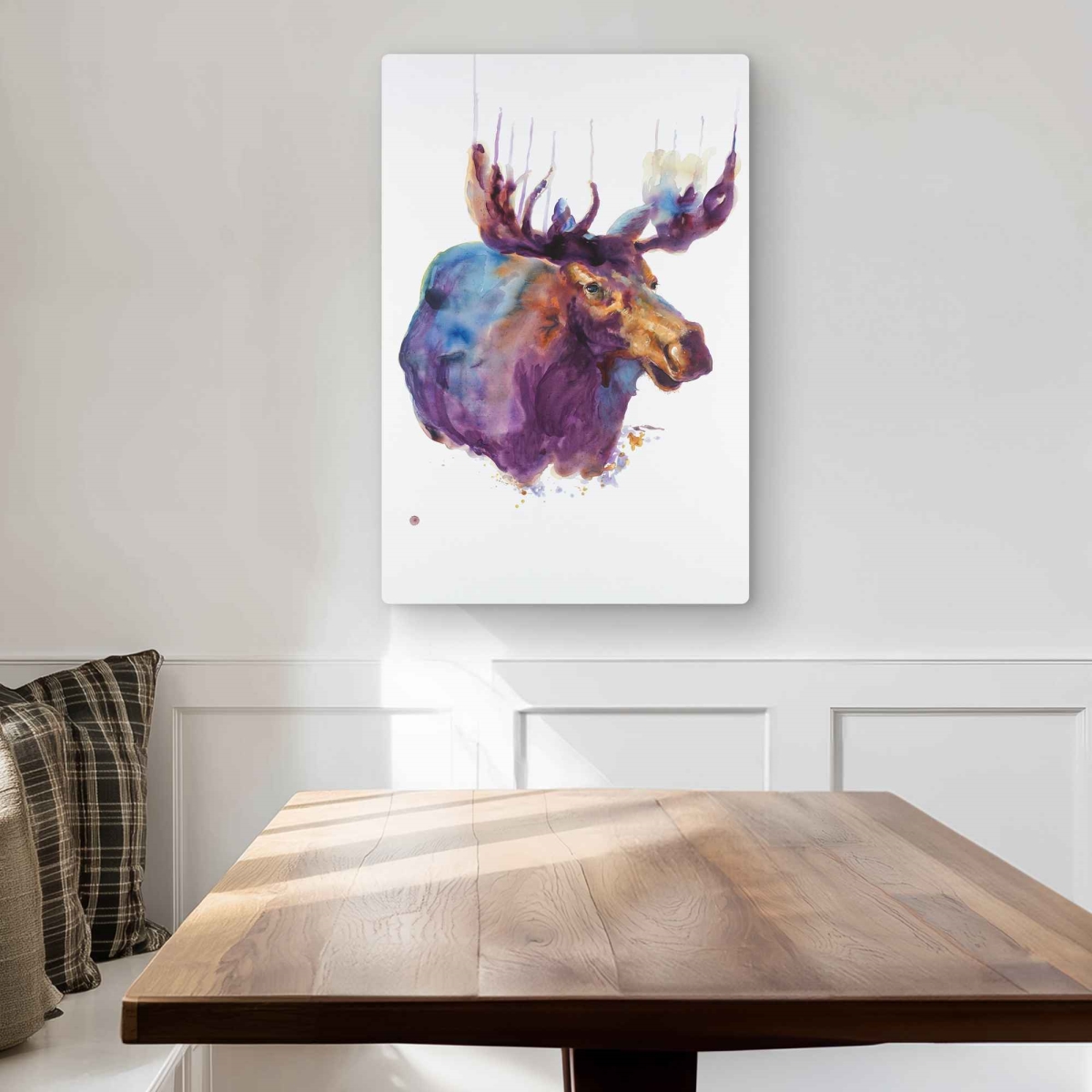 C1MP20309A2ANL 20 x 30 in. Abstract Moose - Purple Man Cave Metal Print Wall Art for Home Decor