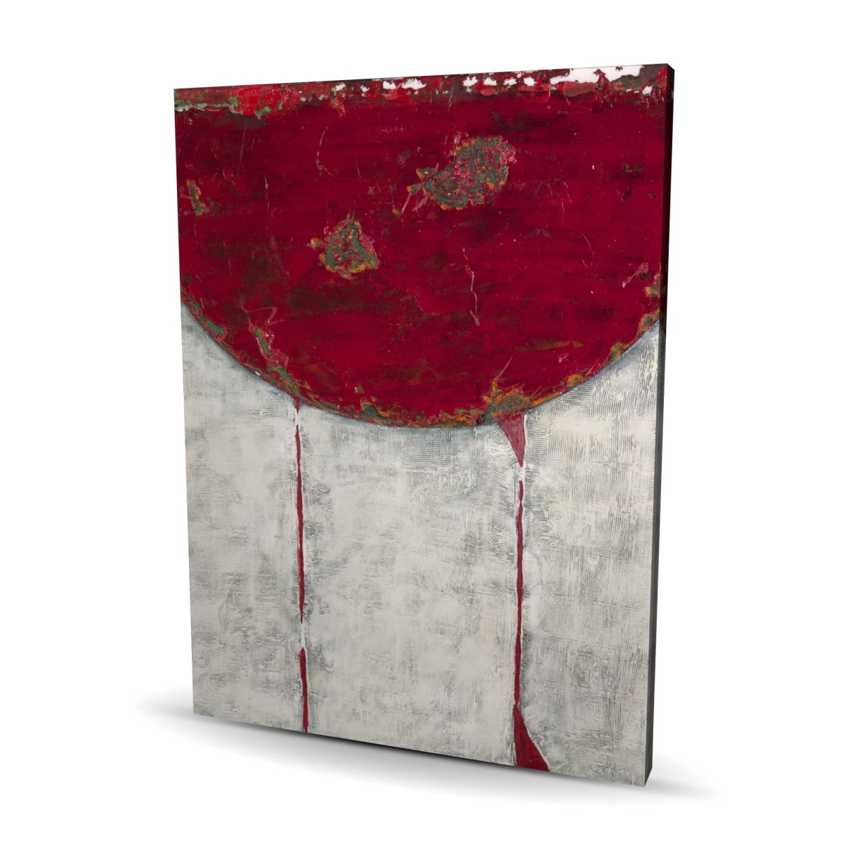 C1RC3648X1B6T1 36 x 48 in. Red Half Circle - Gray Abstract Canvas for Home Decor