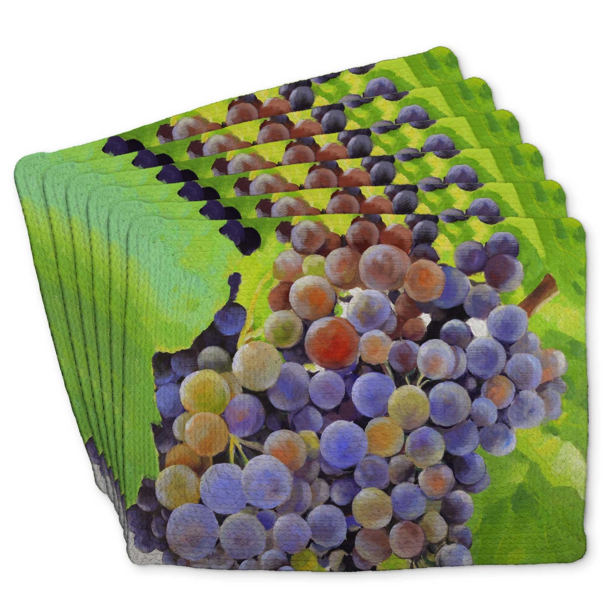 Picture of Begin Home Decor C6BP1418DH1RA4 14 x 18 in. Bunch of Grapes - Braided Polyester Placemats for Home Decor - Set of 6