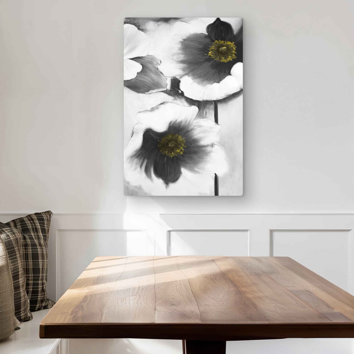 C1MP2030Q6JXY8 20 x 30 in. Black & White Flowers Wall Art - Romantic Metal Print