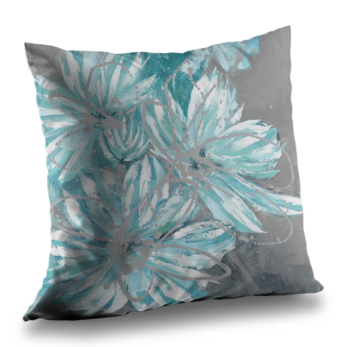 C1PC1414DZ8N7D 14 x 14 in. Three Little Abstract Blue Flowers - Poly Twill Throw