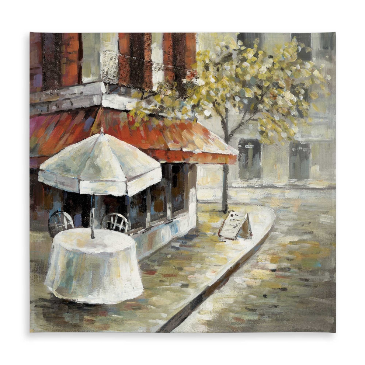 Picture of Begin Home Decor C1TC5858WP184G 58 x 58 in. Deserted & Sunny Street - Orange Office Tablecloth