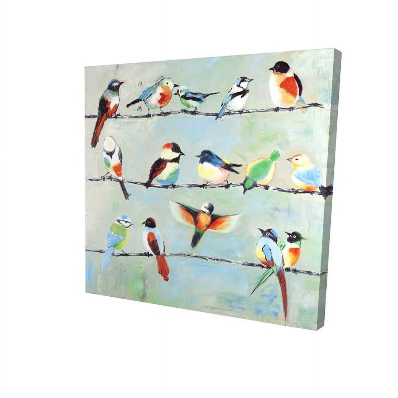 12 x 12 in. Small Abstract Colorful Birds-Print on Canvas