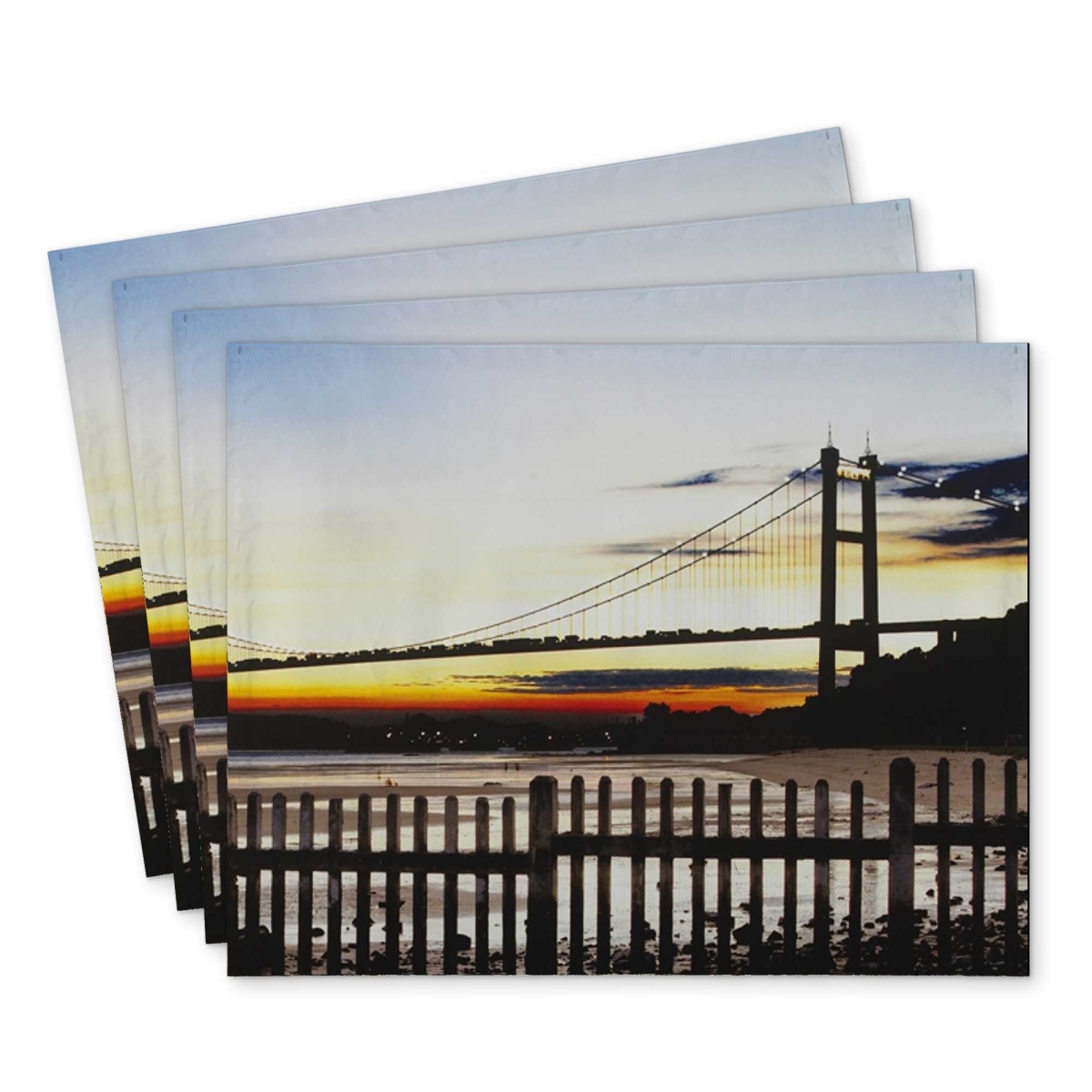 Picture of Begin Home Decor C4PP1418KXT0S2 14 x 18 in. Bridge by Sunset Polyester Placemat - Elegant Home Decor - Set of 4