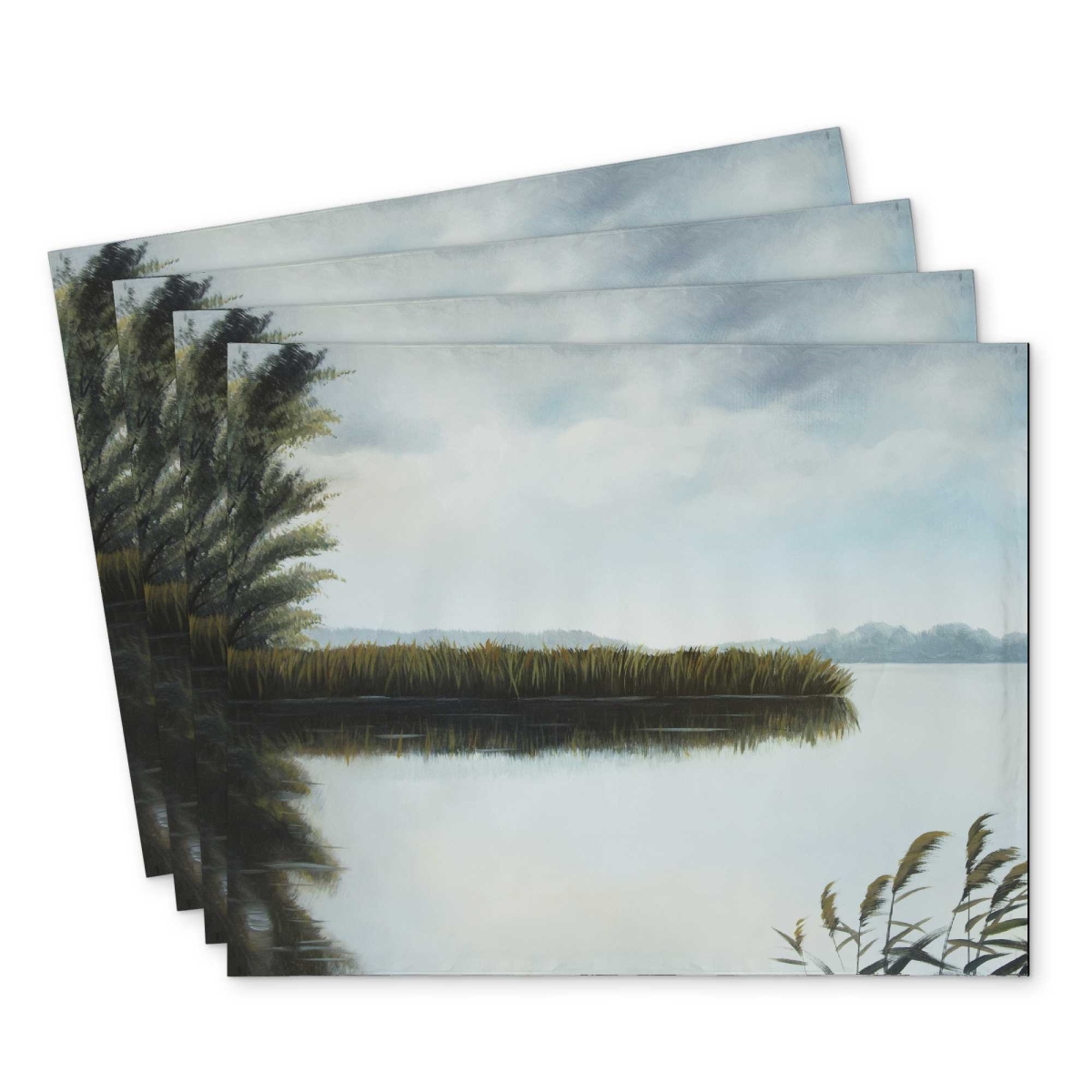Picture of Begin Home Decor C4PP1418LG5ERX 14 x 18 in. Quiet Lake Polyester Placemat - Elegant Home Decor Accent - Set of 4