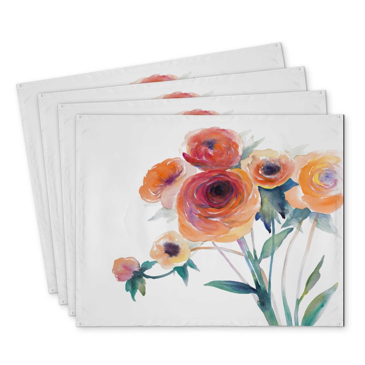 Picture of Begin Home Decor C4PP1418Q2ETTG 14 x 18 in. Watercolor Flowers Polyester Placemat - Home Decor Accent - Set of 4