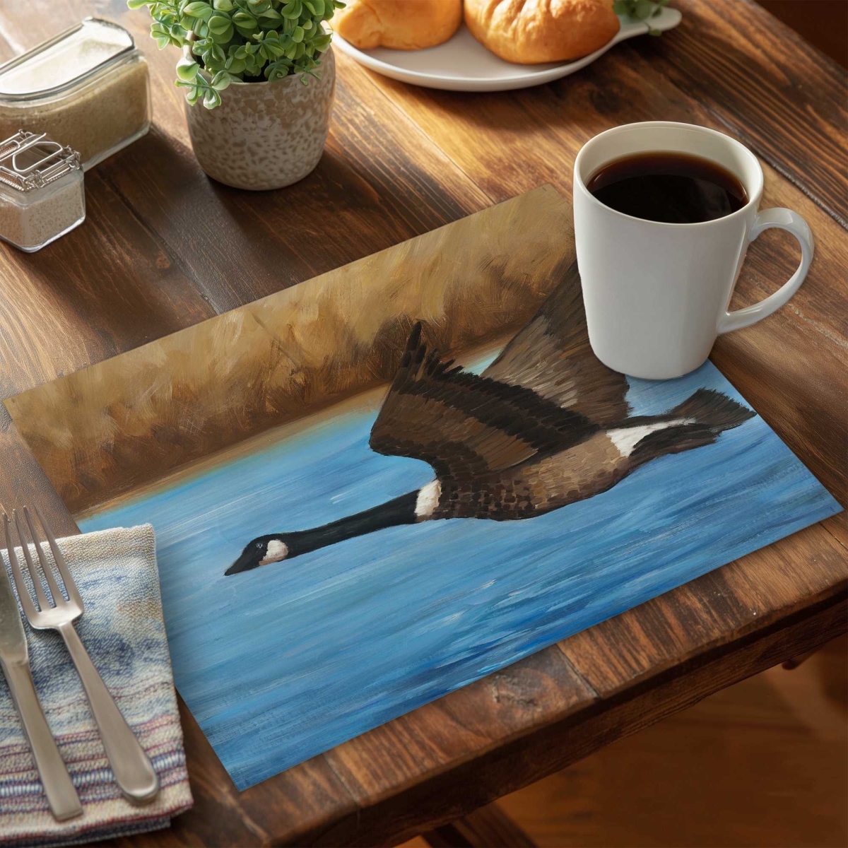 Picture of Begin Home Decor C4PP1418XNH8AZ 14 x 18 in. Canada Goose Polyester Placemat - Stylish Home Decor Accent - Set of 4