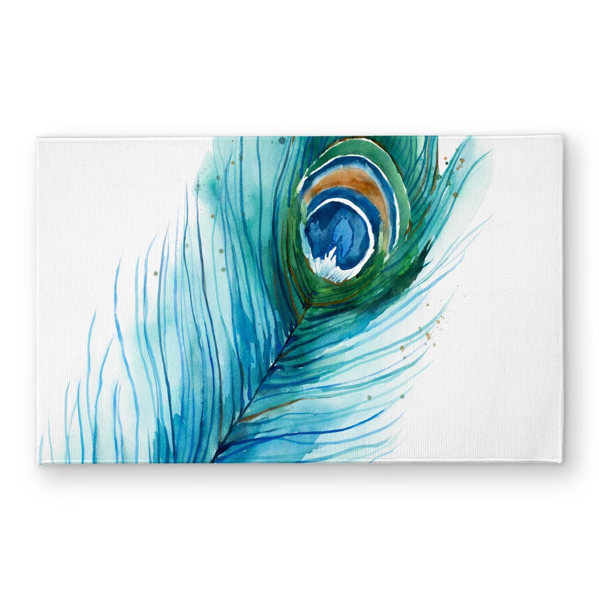 CODM2134FYSQMF 21 x 34 in. Long Peacock Feather Door Mat - Bird Illustrative Home Decor
