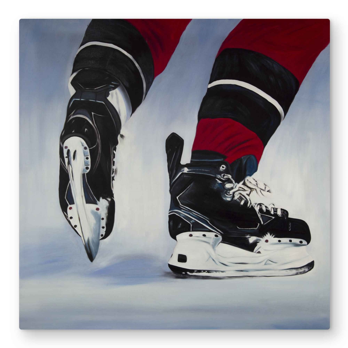 C1MP3232940G8W 32 x 32 in. Hockey Player Metal Print Wall Art - Holidays Man Cave Home Decor