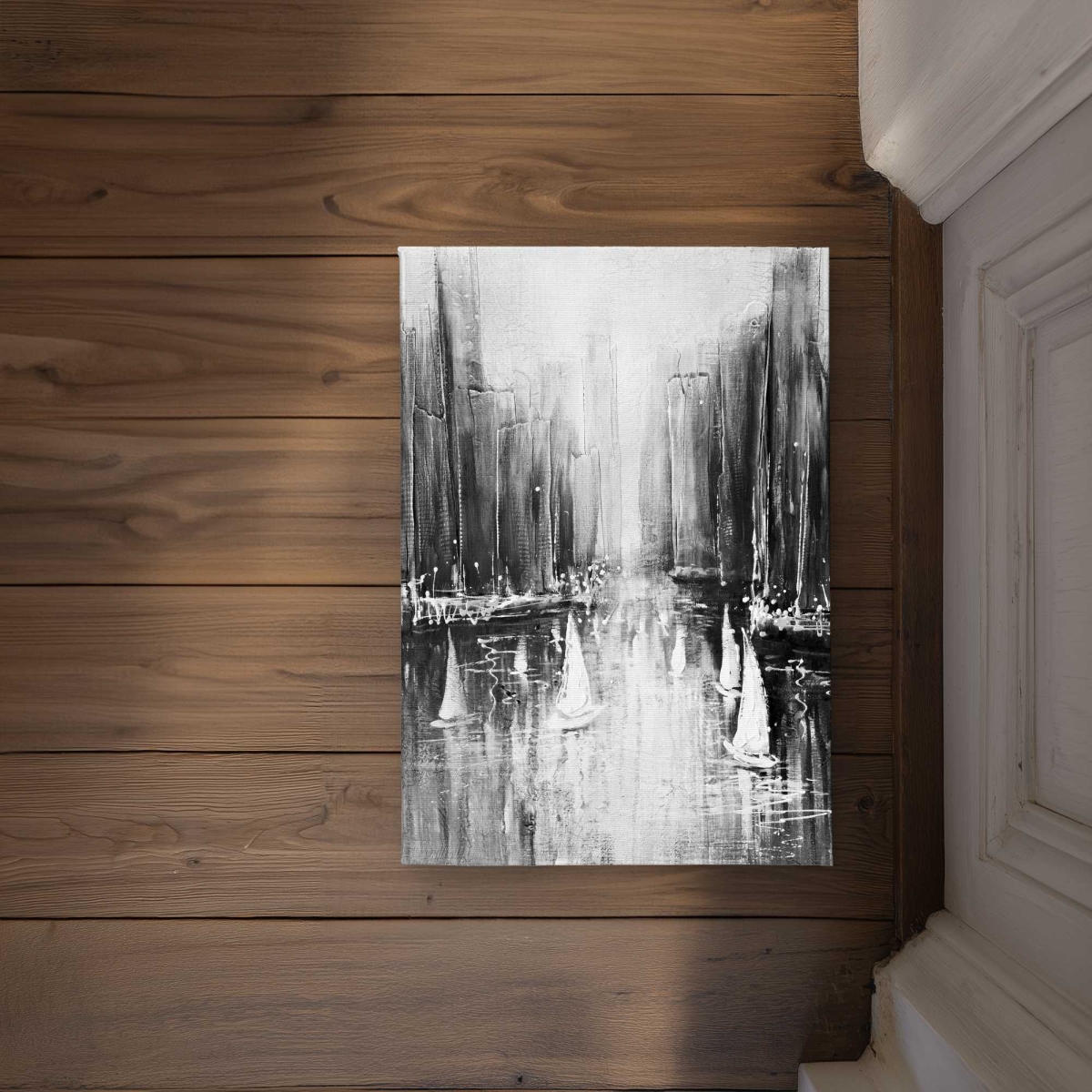 CODM1724DTFDLH 17 x 24 in. Grayscale Boats on the Water Door Mat - Coastal Home Decor