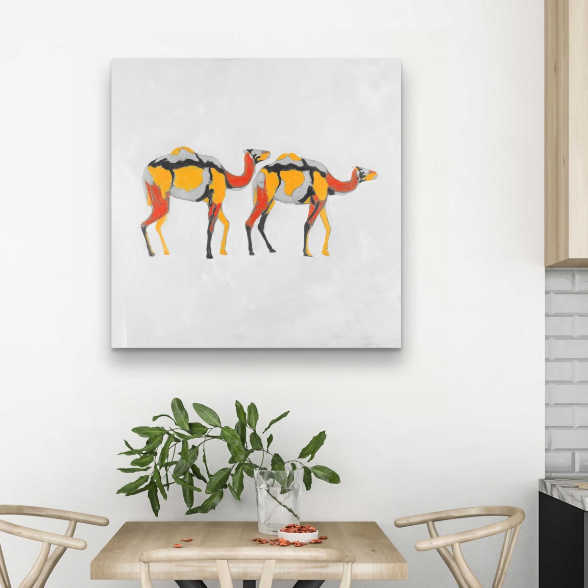 C1RC3232VX29UG 32 x 32 in. Abstract Dromedaries - Contemporary Wildlife Canvas Art for Home