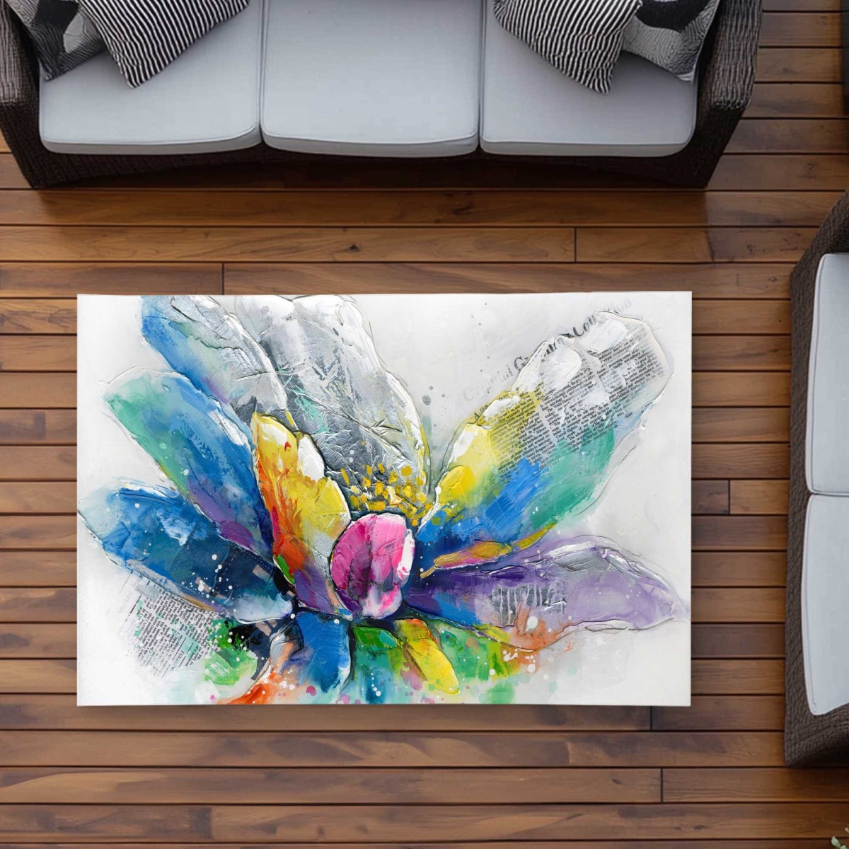 C1ROAR35BMBMX2 3 x 5 ft. Abstract Flower with Sapper - Modern Botanical Outdoor Rectangle Area Rug