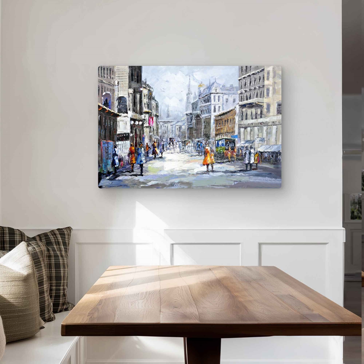 C1MP2436IXQ32B 24 x 36 in. Busy Street by A Cloudy Day Wall Art - Contemporary Blue Metal Print