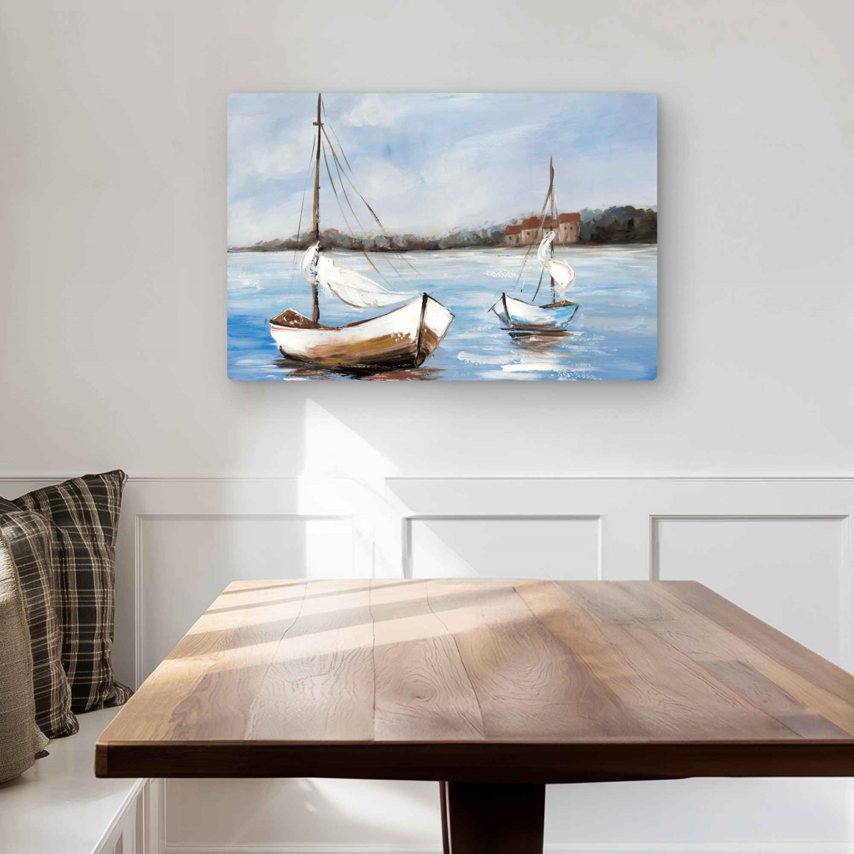 C1MP2030MMSLY9 20 x 30 in. Two Boats on the Water Wall Art - Contemporary White Metal Print