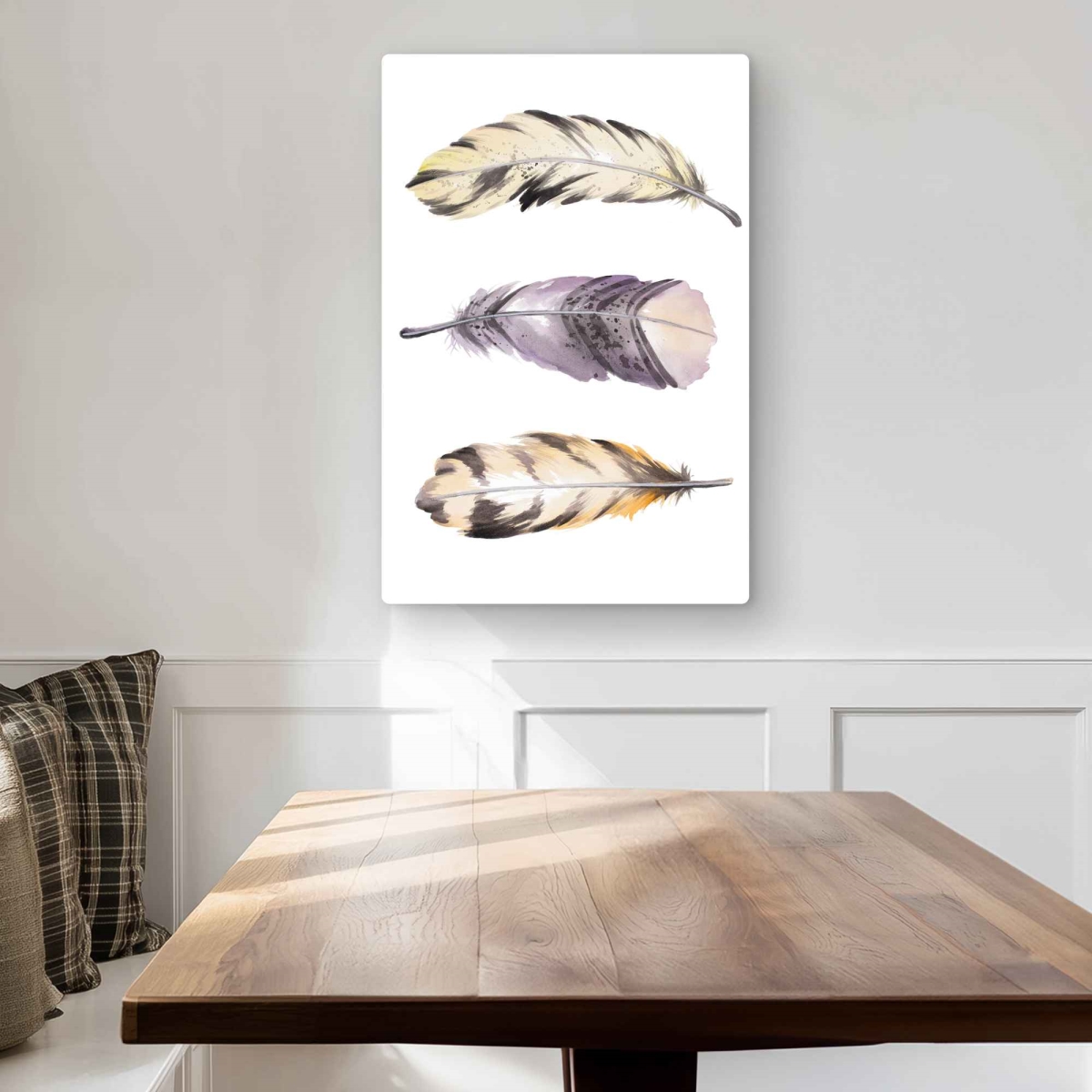 C1MP2030NN2H4B 20 x 30 in. Horizontal Striped Feather Set Wall Art - Purple Feathers Metal Print
