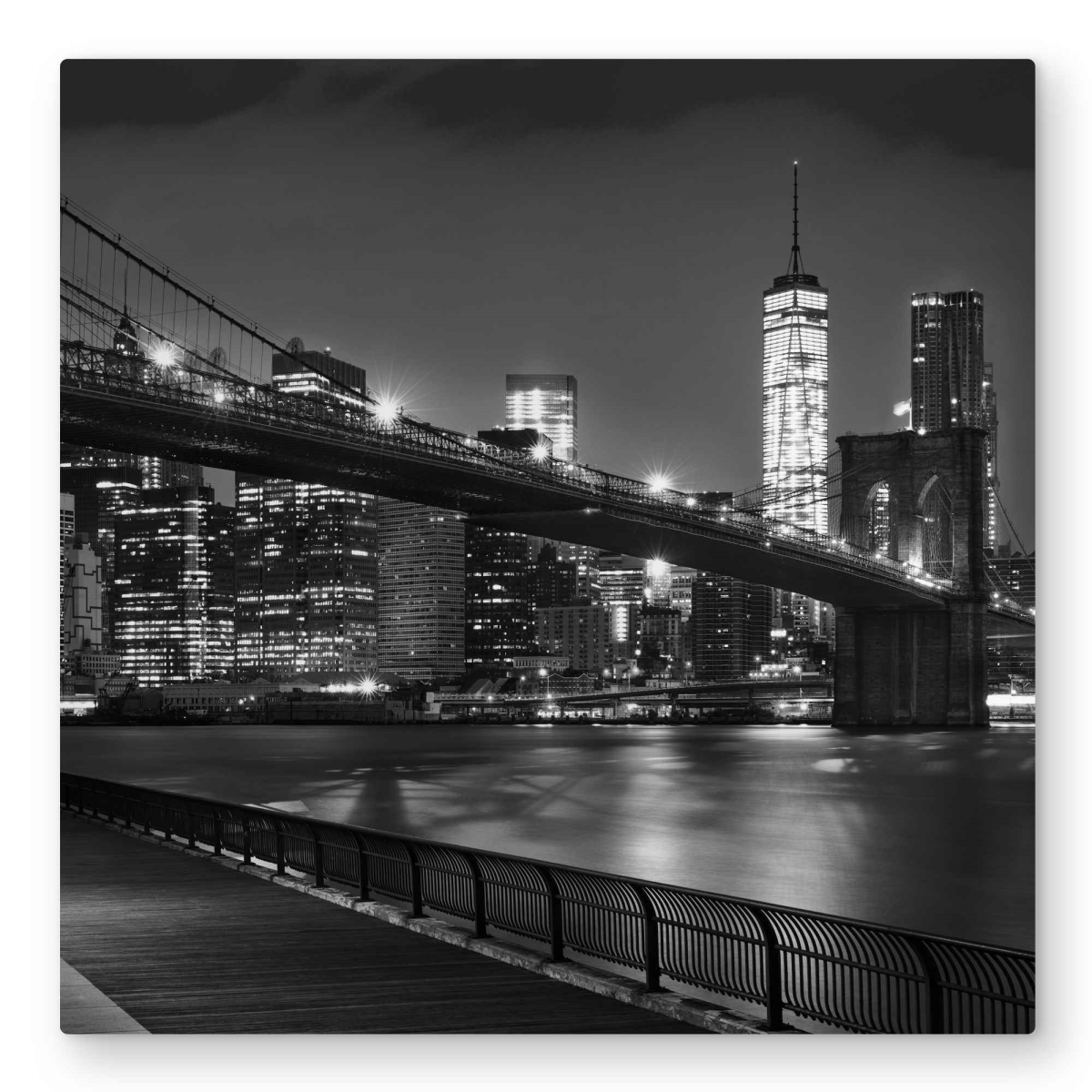 C1MP32322LSTYG 32 x 32 in. City Under the Night - Black Metal Print Wall Art for Living Room