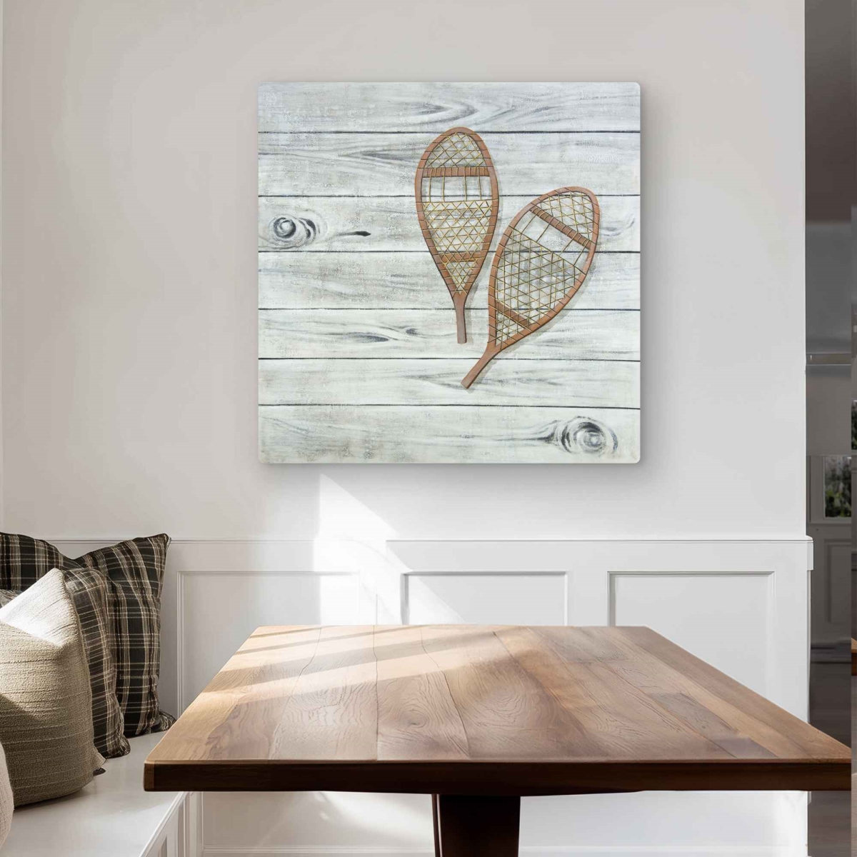 C1MP32324F9NF3 32 x 32 in. Snowshoes - Man Cave Sports Metal Print Wall Art for Home Decor