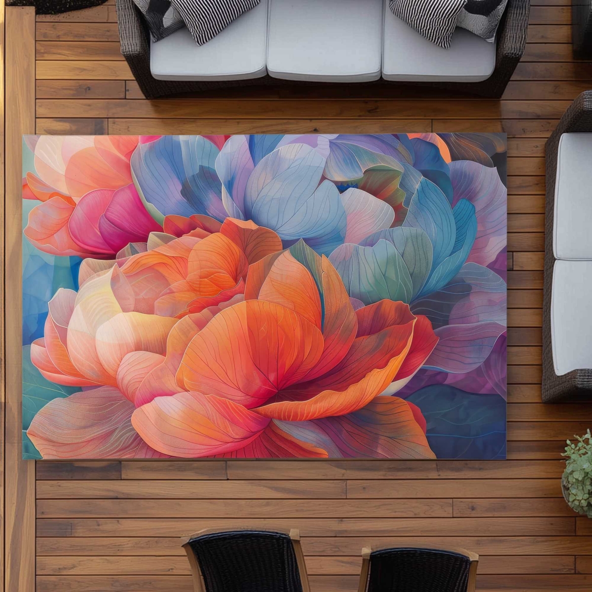 C1ROAR57EYNO7E 5 x 7 ft. Full of Color Blue Outdoor Rectangle Area Rug - Stylish Home Decor