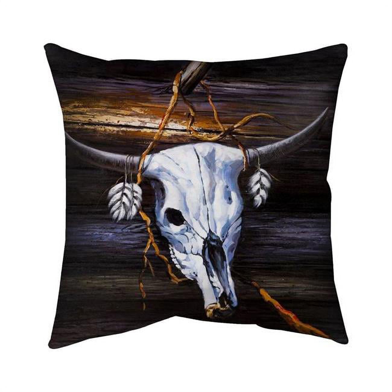 26 x 26 in. Hanged Skull on A Wood Wall-Double Sided Print Indoor Pillow