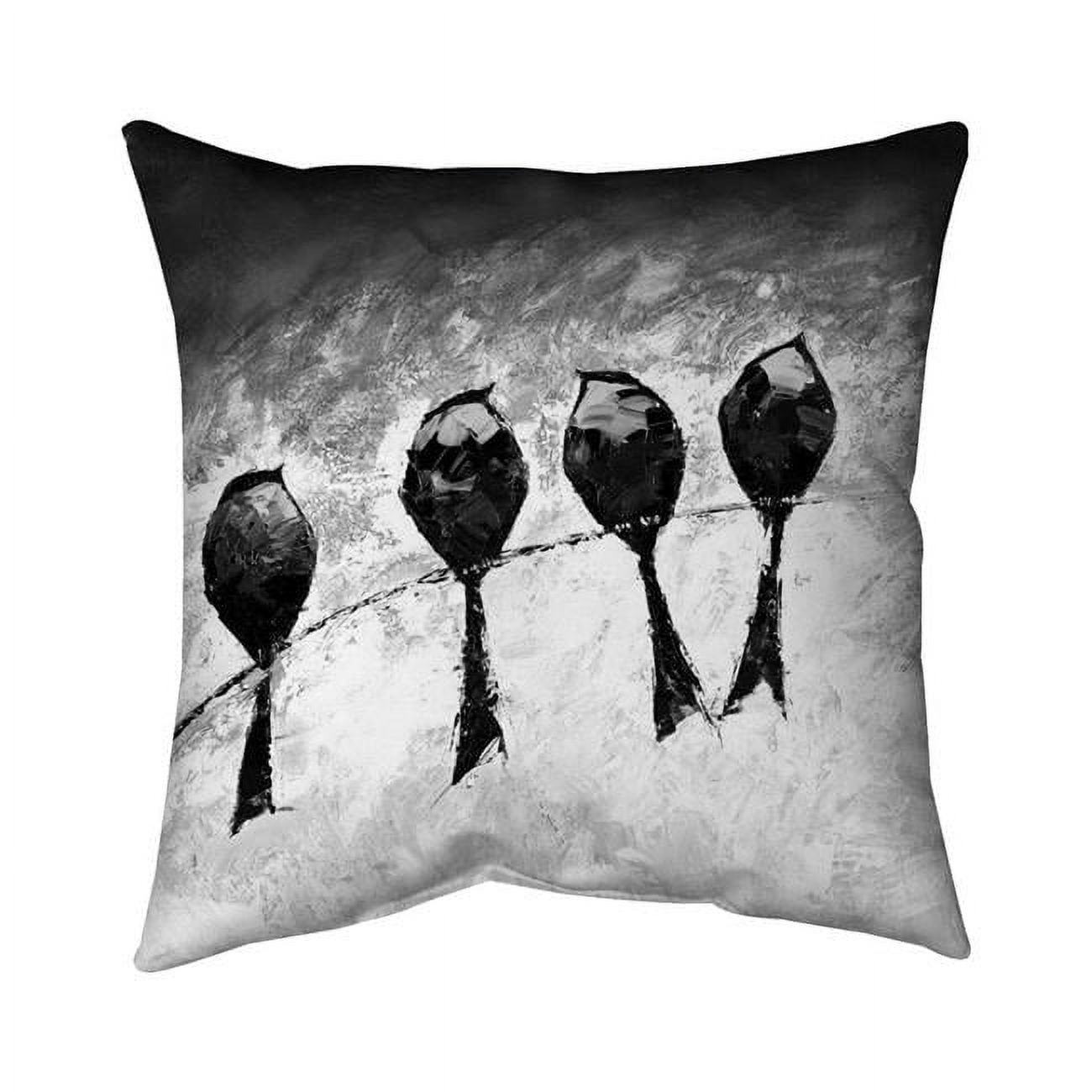 26 x 26 in. Four Birds Perched-Double Sided Print Indoor Pillow