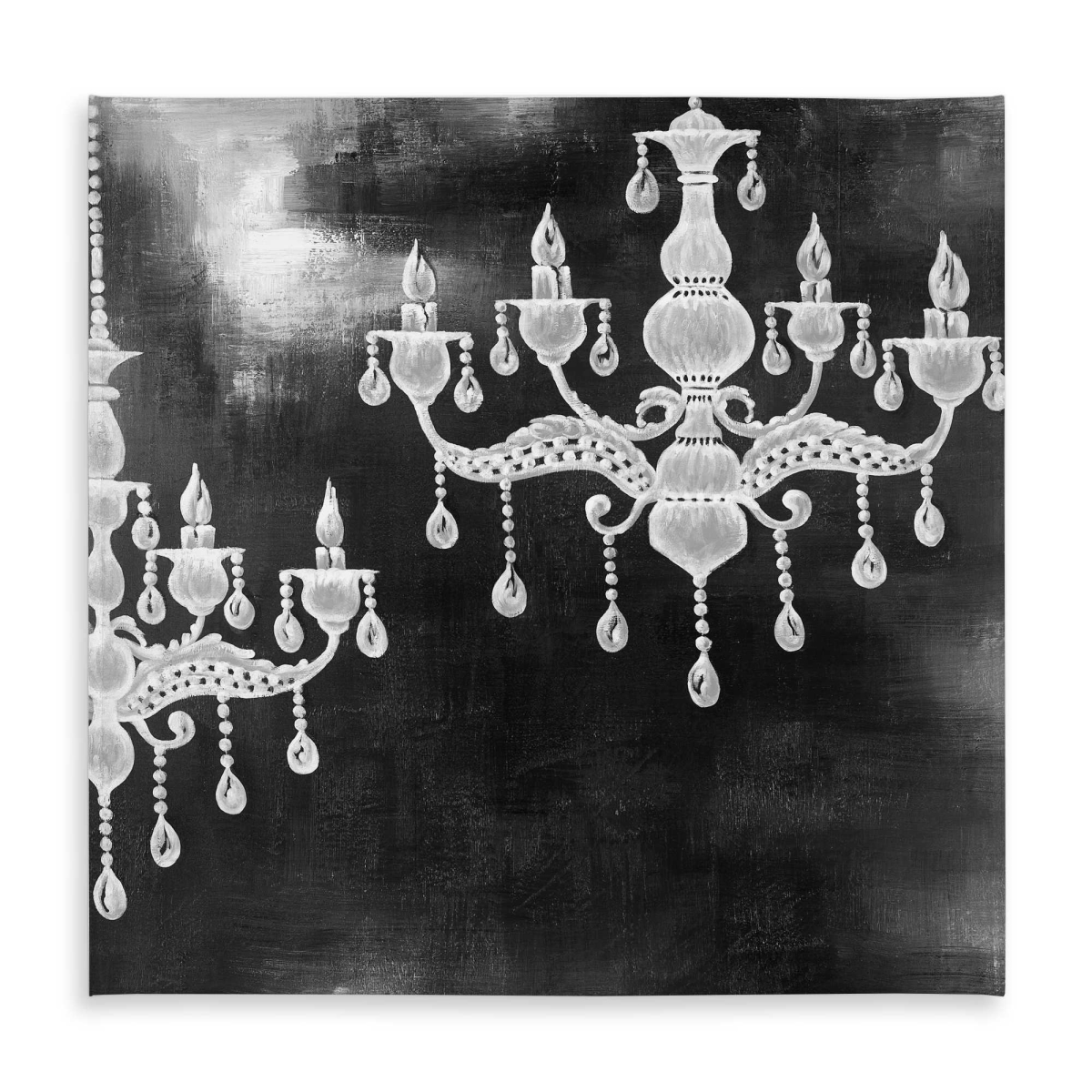 Picture of Begin Home Decor C1TC5858C51YCL 58 x 58 in. White Chandeliers - Kitchen Monochrome Tablecloth