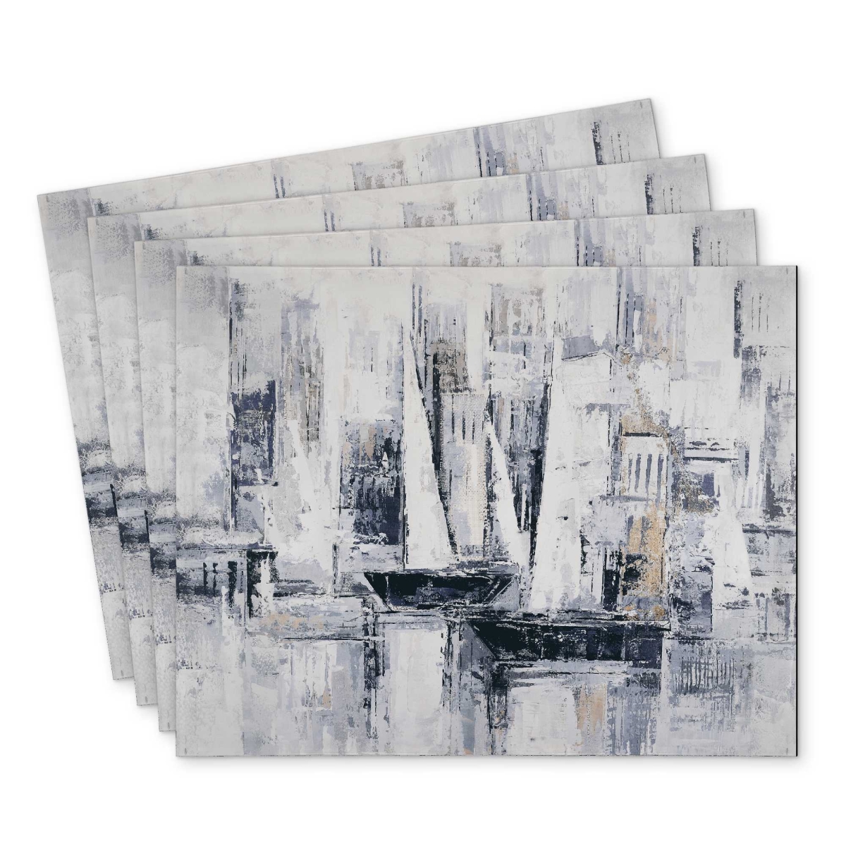 Picture of Begin Home Decor C4PP1418A4OLC3 14 x 18 in. Industrial Style Sailboats Polyester Placemat - Home Decor - Set of 4