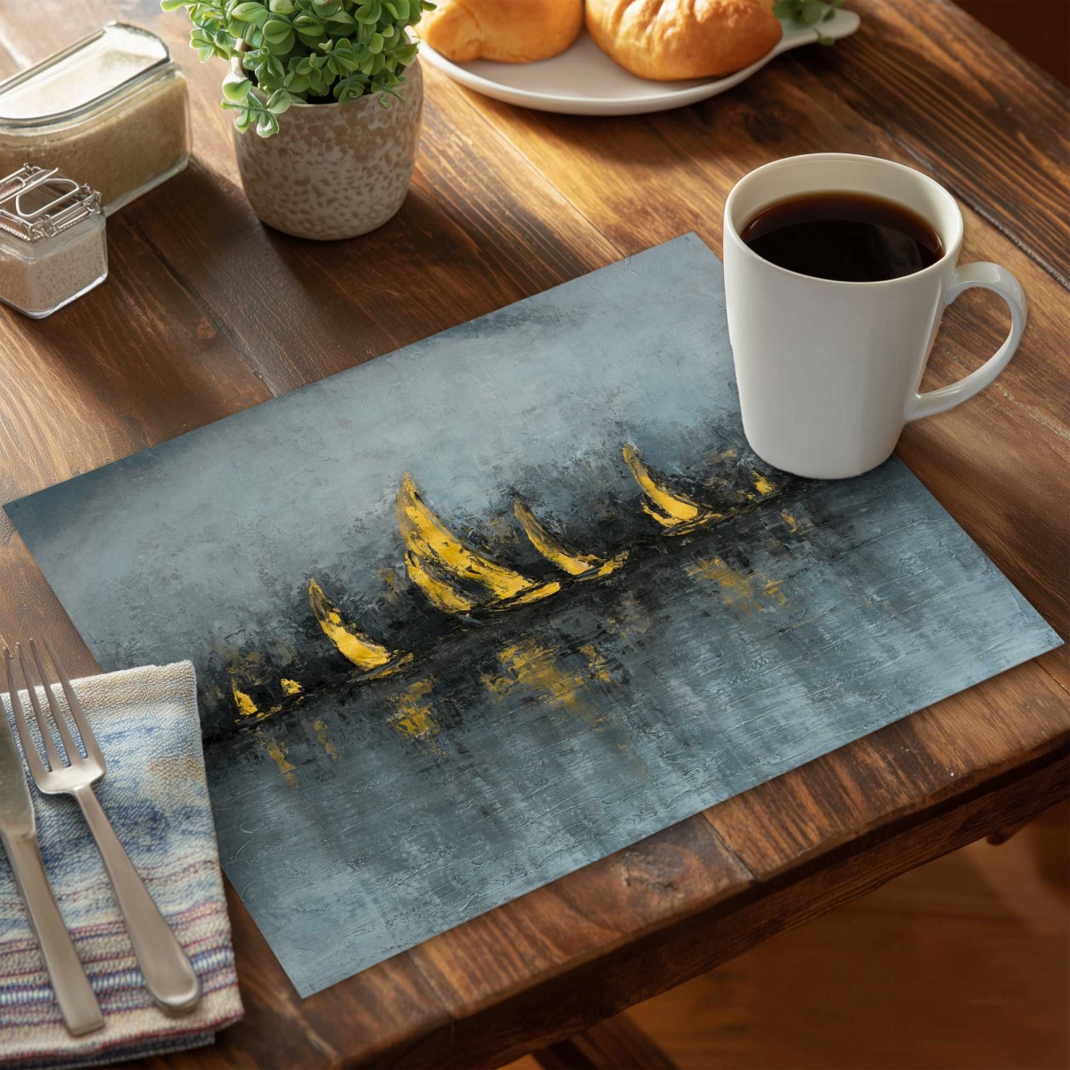 Picture of Begin Home Decor C4PP1418AFWMTZ 14 x 18 in. Set Sail Polyester Placemat for Stylish Home Decor - Set of 4