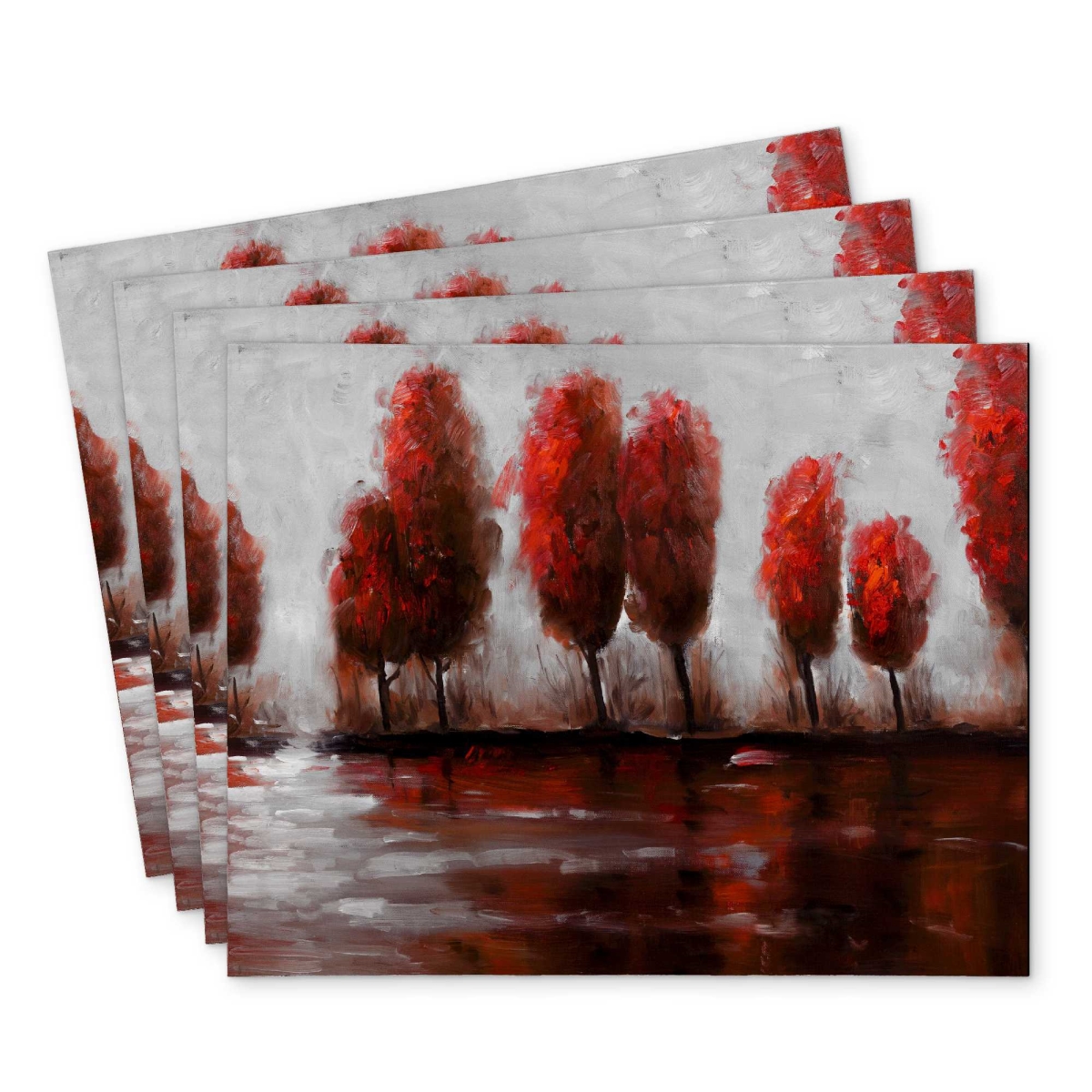 Picture of Begin Home Decor C4PP1418AL7XN8 14 x 18 in. Red Trees Polyester Placemat - Home Decor Accent for Dining - Set of 4