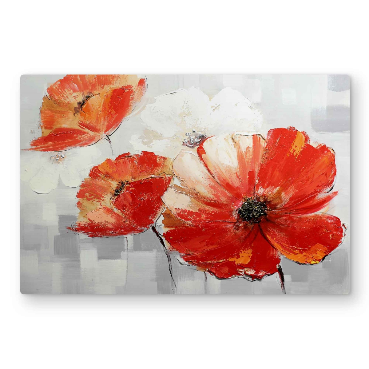 C1MP20300LJPJ2 20 x 30 in. Abstract Red Wild Flowers Wall Art - Botanical Metal Print