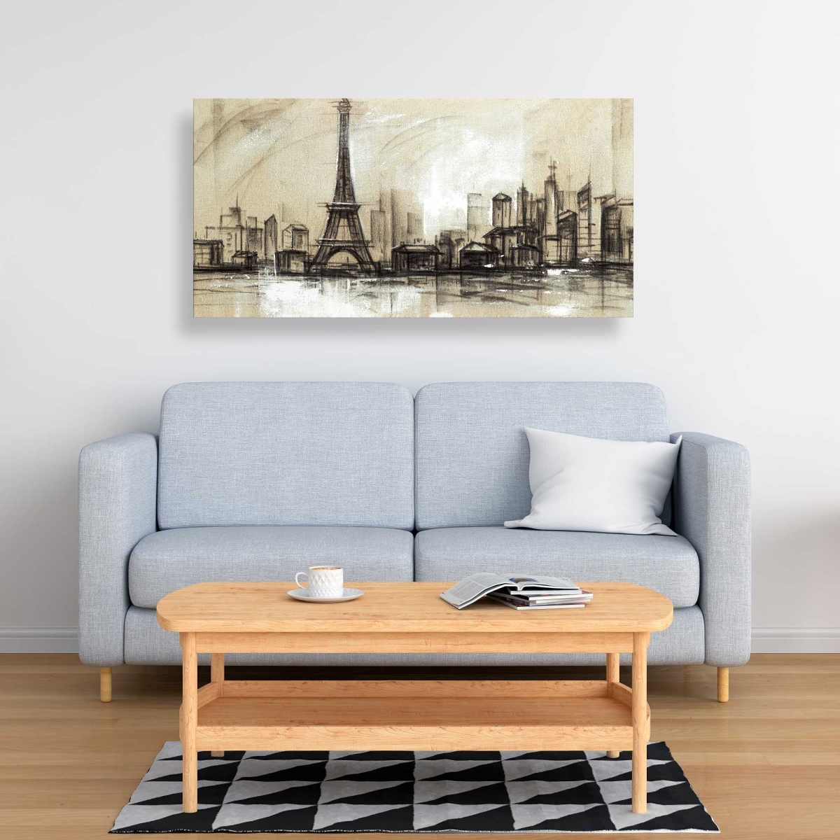 C1RC2448KBB5UA 24 x 48 in. Eiffel Tower Sketch - Beige Canvas for Home Decor