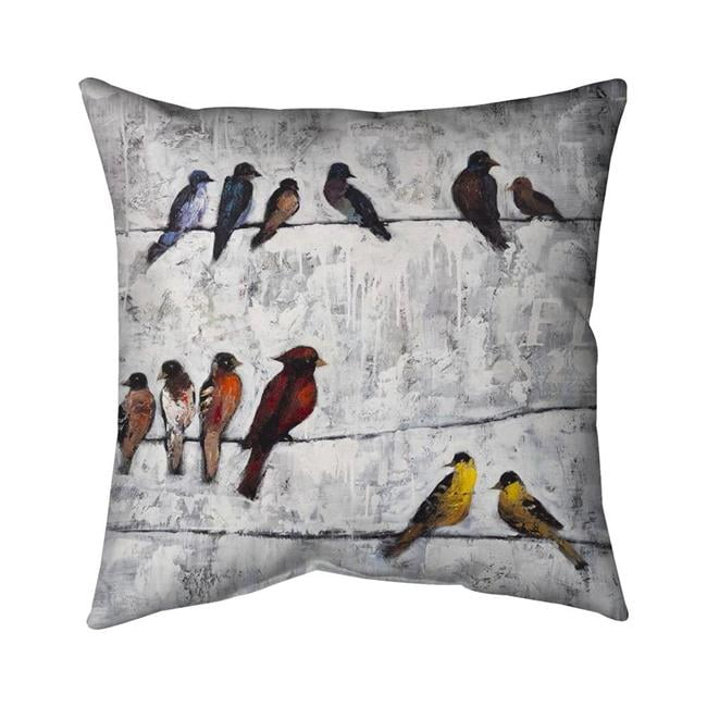 26 x 26 in. Colorful Birds on Branches-Double Sided Print Indoor Pillow