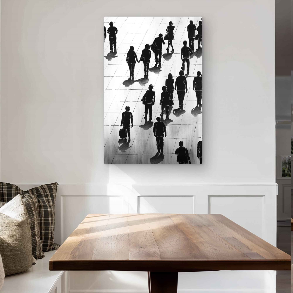 C1MP24364AYJ6A 24 x 36 in. Silhouettes of People on the Street Wall Art - Gray Modern Metal Print