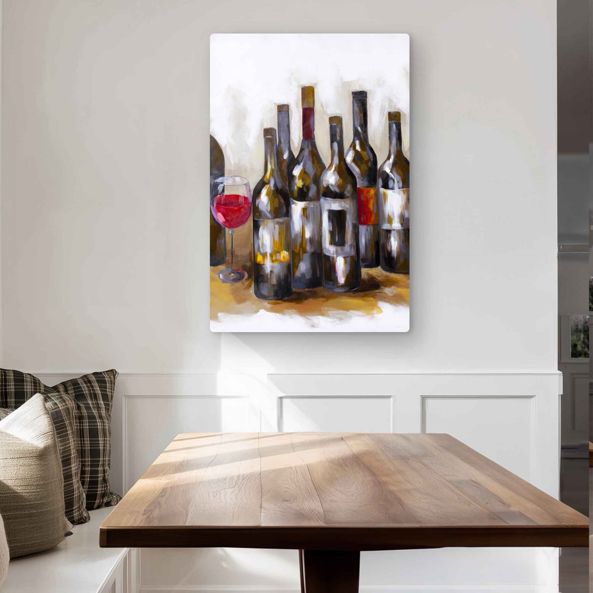 C1MP2436547R3Q 24 x 36 in. Red Wine Bottles Wall Art - Beige Still Life Metal Print