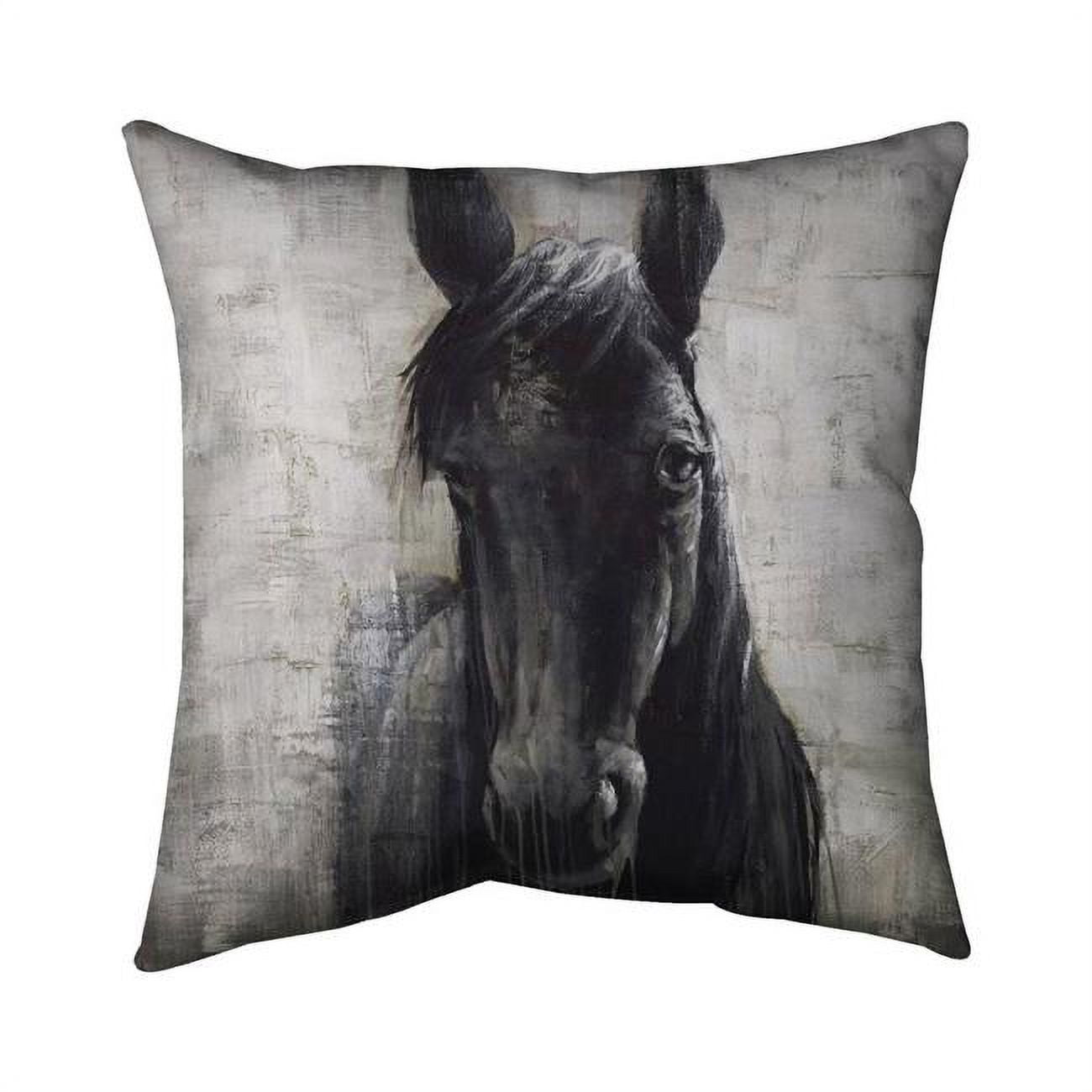 26 x 26 in. Black Horse-Double Sided Print Indoor Pillow
