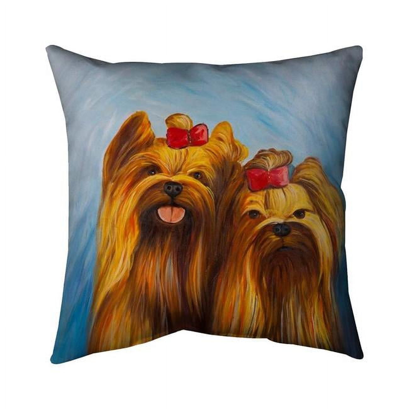 26 x 26 in. Two Smiling Dogs with Bow Tie-Double Sided Print Indoor Pillow