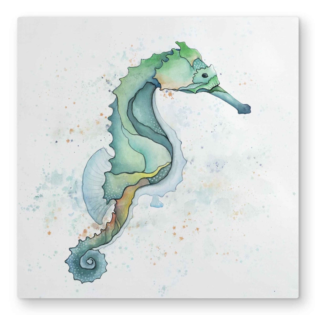 C1MP32321GGCML 32 x 32 in. Sea Horse Neo Mint Metal Print Wall Art - Unique Home Decor Art