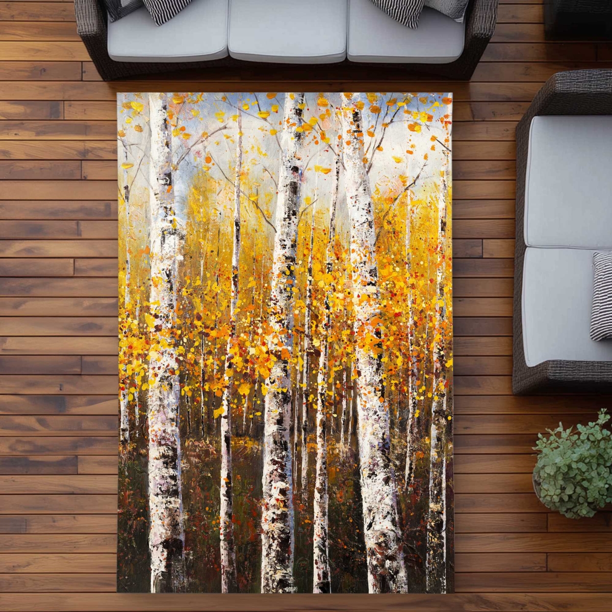 C1ROAR570WTZSL 5 x 7 ft. Birches by Sunny Day - Trees Bedroom Outdoor Rectangle Area Rug
