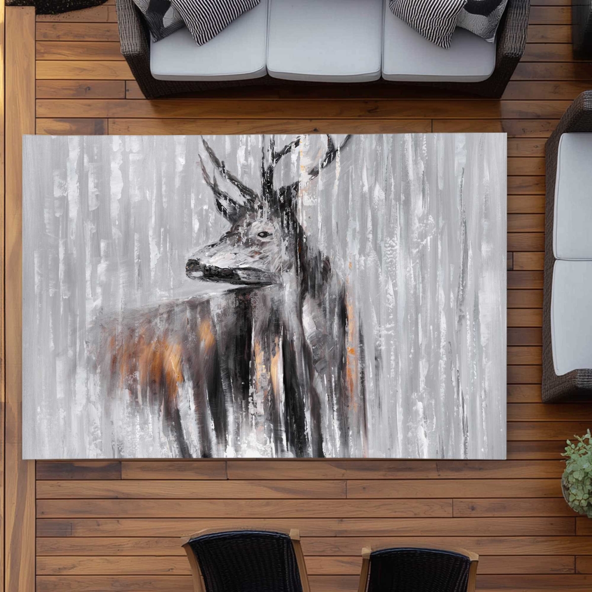 C1ROAR57TPJA7P 5 x 7 ft. Deer in the Forest - Holidays Outdoor Rectangle Area Rug