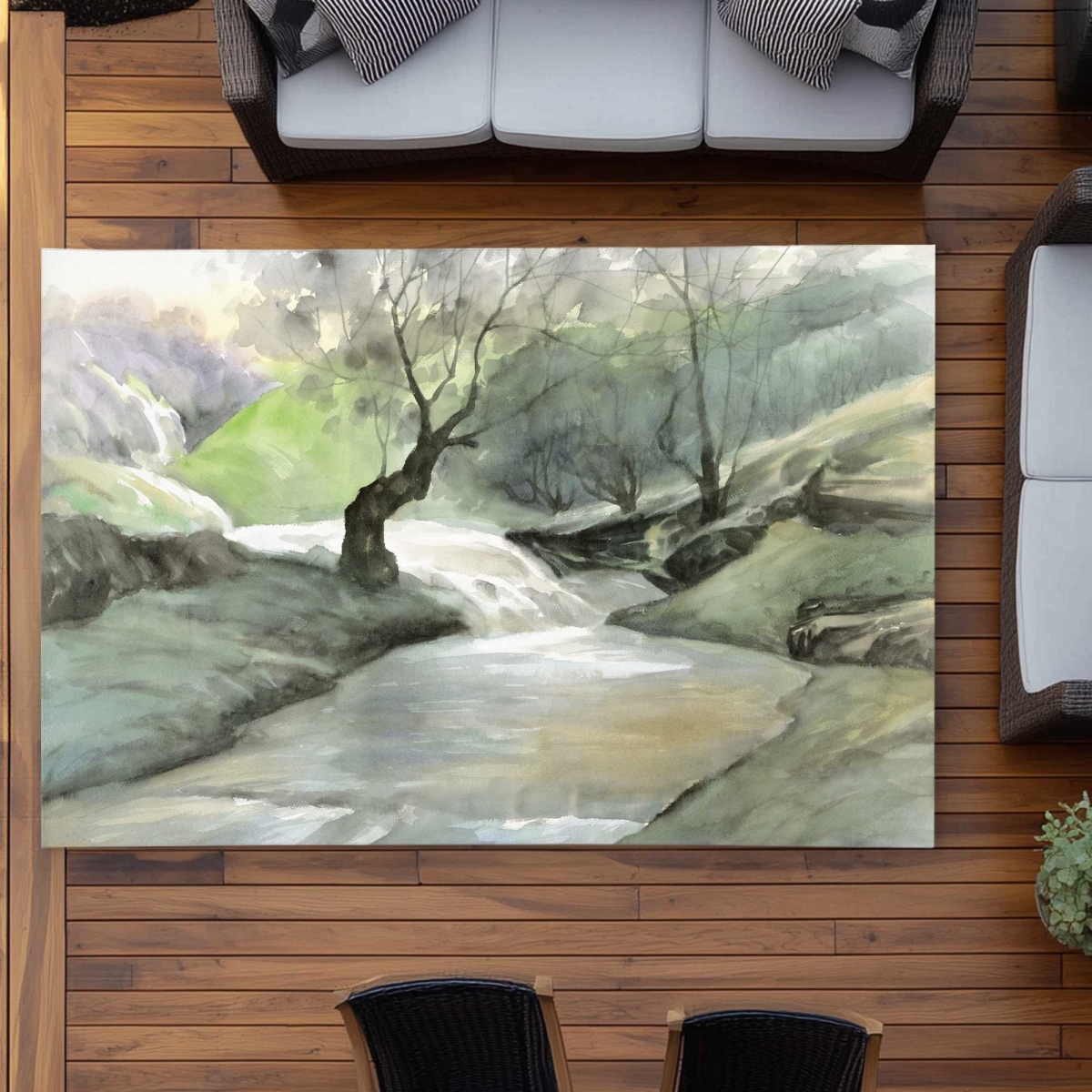 C1ROAR57VE2VMC 5 x 7 ft. Oasis of Relaxation - Bathroom Waves Outdoor Rectangle Area Rug Decor