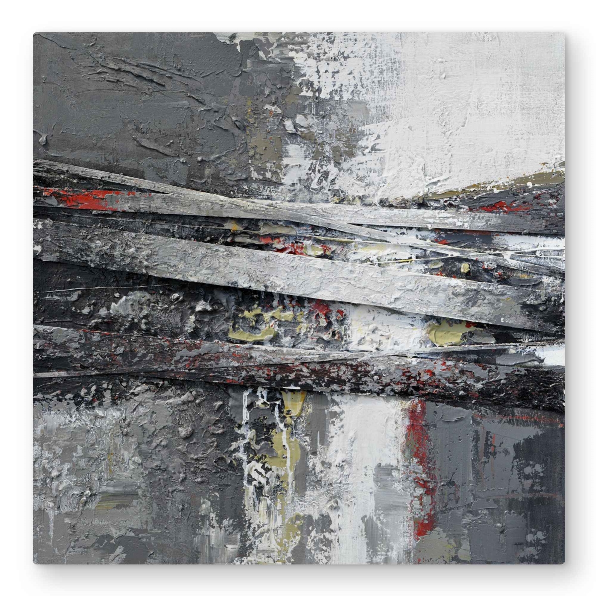 C1MP3232G8UG4A 32 x 32 in. Industrial & Texturized Abstract Stripes Wall Art - White Metal Print