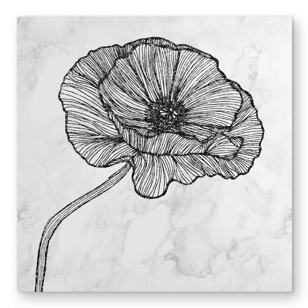 C1MP323226L2I3 32 x 32 in. Bright Poppy Flower Wall Art - Black Floral Metal Print