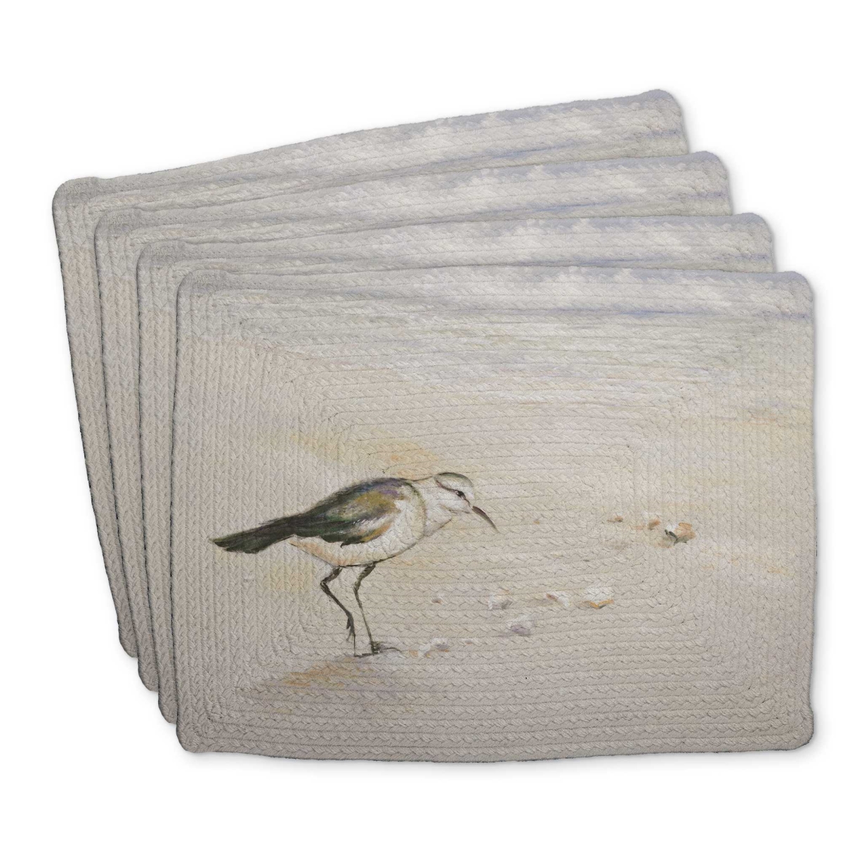 Picture of Begin Home Decor C4BP1418ATA3XR 14 x 18 in. Semipalmated Sandpiper Braided Polyester Placemat - Beach - Set of 4