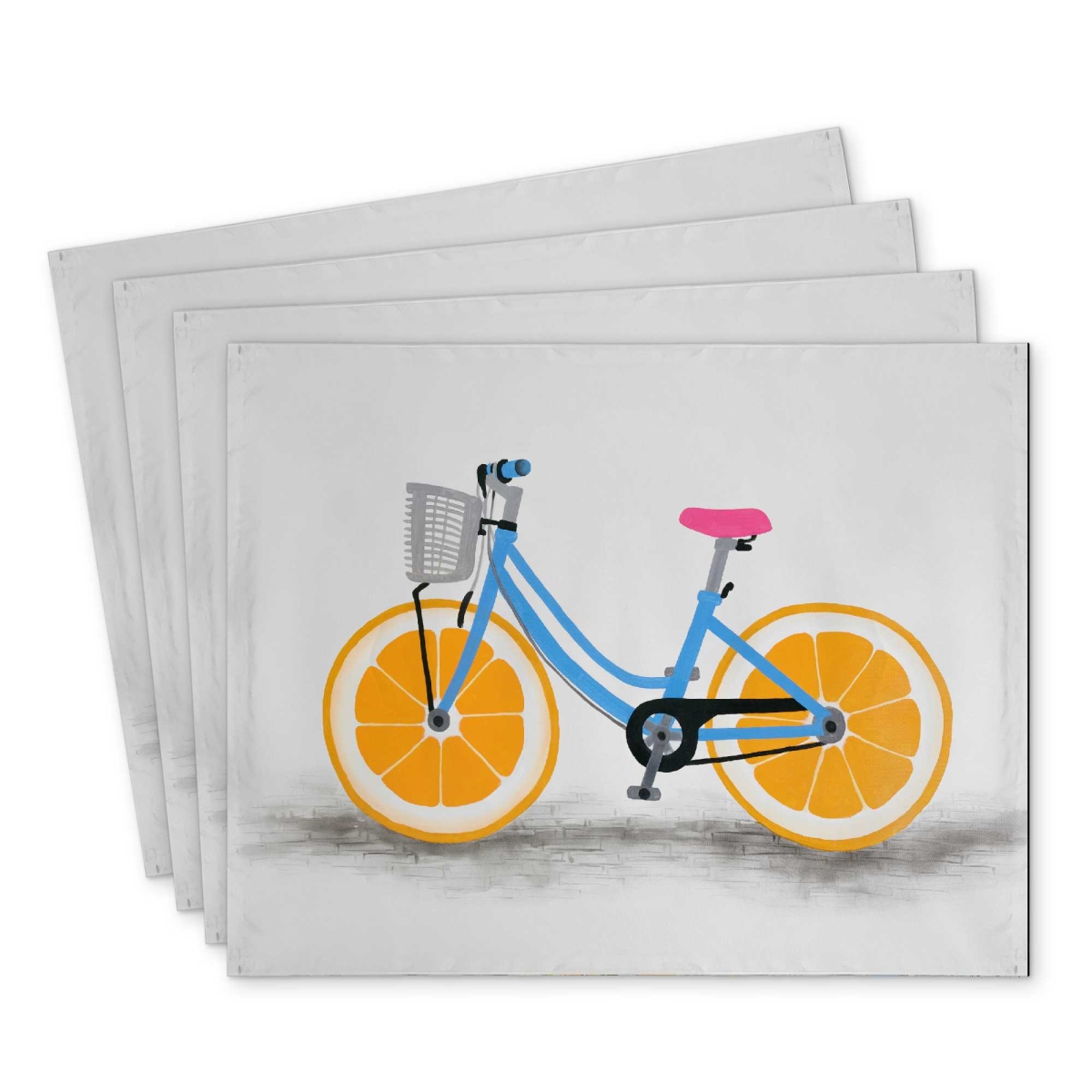 Picture of Begin Home Decor C4PP141875FKTV 14 x 18 in. Orange Wheel Bike Polyester Placemat - Home Decor Essential - Set of 4