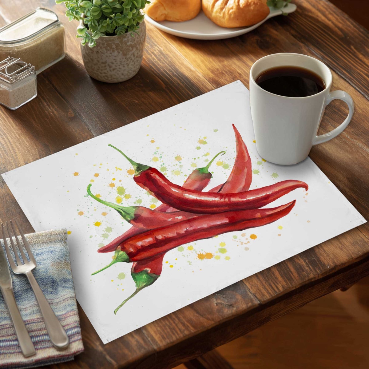Picture of Begin Home Decor C4PP141878PI8K 14 x 18 in. Red Hot Peppers Polyester Placemat - Stylish Home Decor - Set of 4