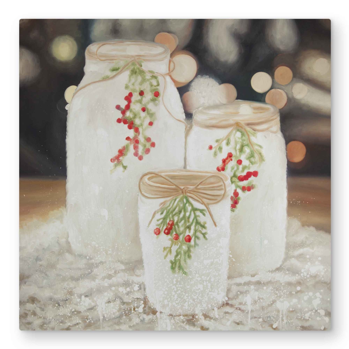 C1MP323204HGU8 32 x 32 in. Christmas Candles Wall Art - Still Life White Metal Print